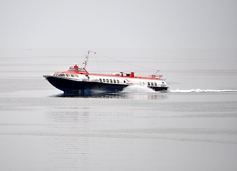 Greek ferries, boats and catamarans. Flying Dolphin. Skopelos. Port.