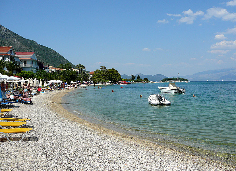 Nidri beach på Lefkas.