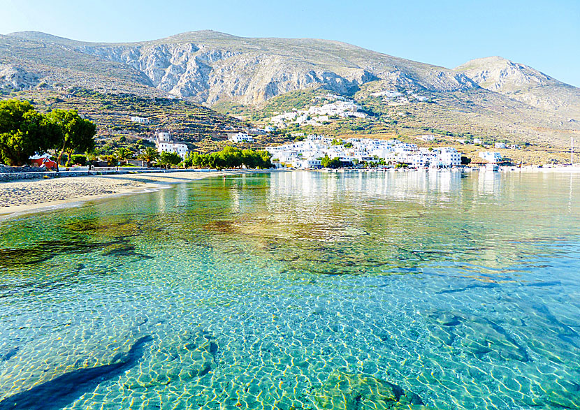 Aegiali beach på Amorgos i Kykladerna.