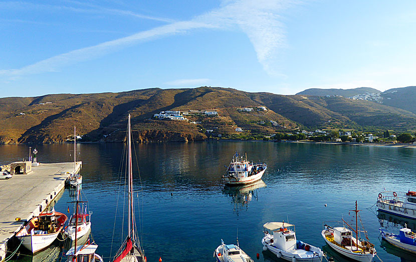 Utsikt från Miké Hotel i Egiali på Amorgos.