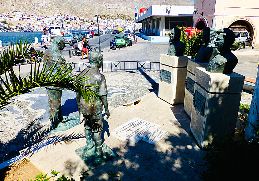 Monument över helikopterbesättningen som kraschade på ön Imia utanför Kalymnos den 31 januari 1966. 