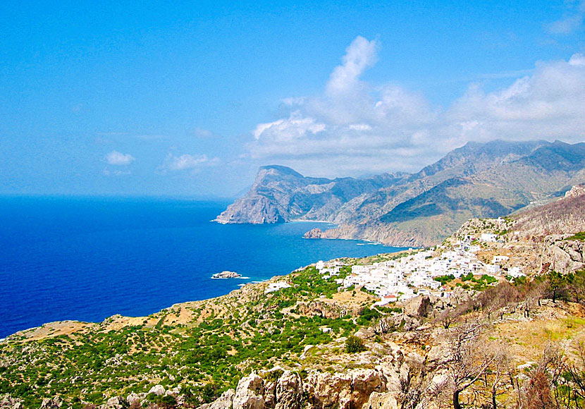 Byn Mesochori på Karpathos i Grekland.