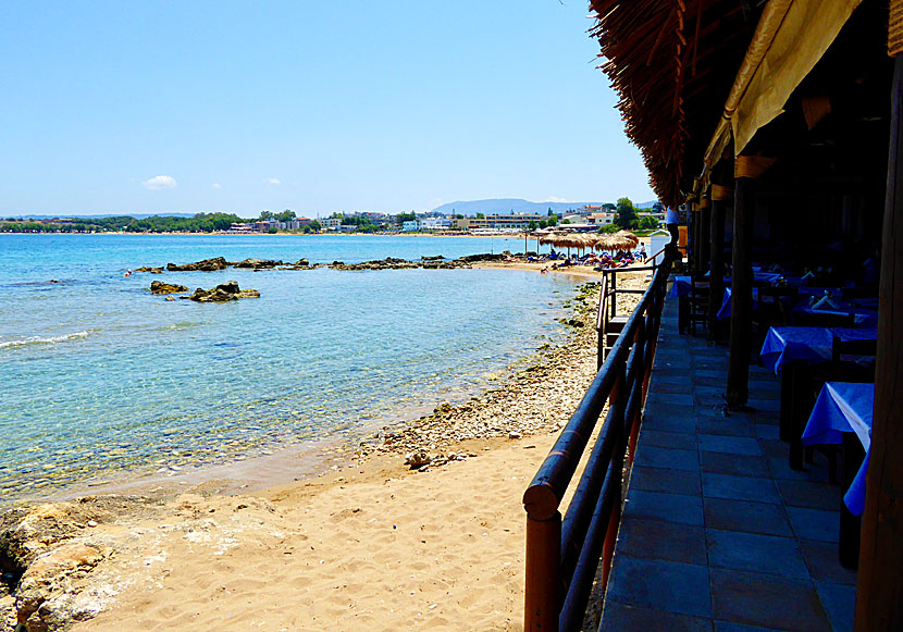 Restaurant Kalamaki, Kalamaki beach och Agii Apostoli beach väster om Chania på Kreta.