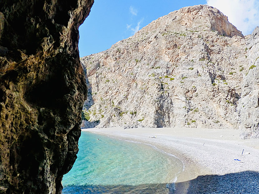 Agiofarago beach söder om Zaros i Heraklion på Kreta.