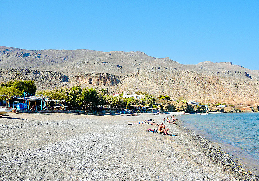 Den långa fina stranden i Kato Zakros på Kreta. 