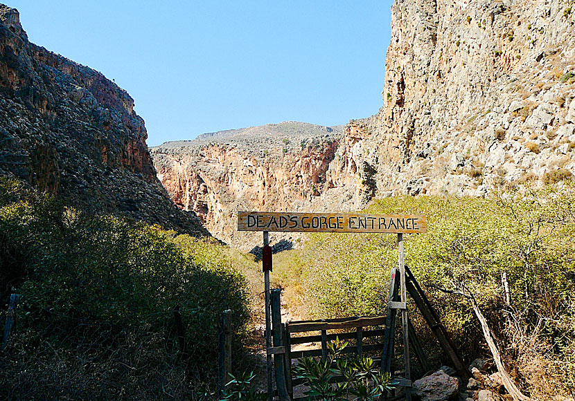 Här börjar vandringen i Valley of the dead på Kreta.