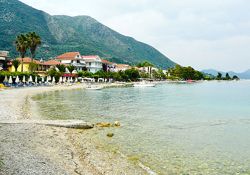 Stranden i Nidri på Lefkas.