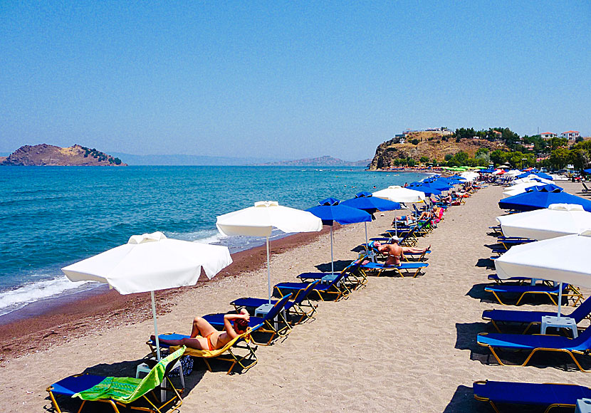 Anaxos beach på Lesbos i Grekland.