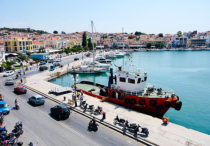 Hamnpromenaden i Mytilini på Lesbos.