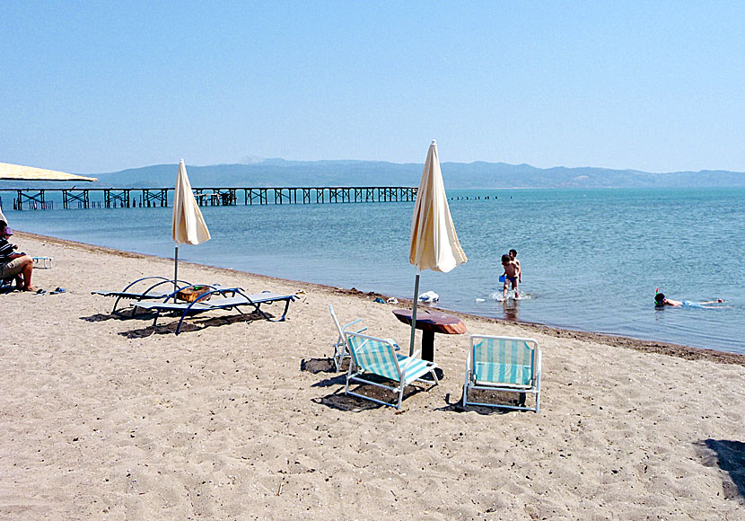 Lesbos bästa stränder. Old Jetty beach.