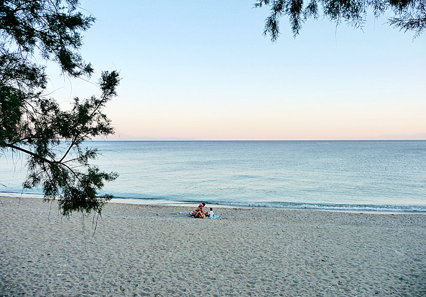 Plomari beach på Lesbos i Grekland.