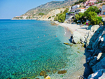 Plomari beach på Lesbos.