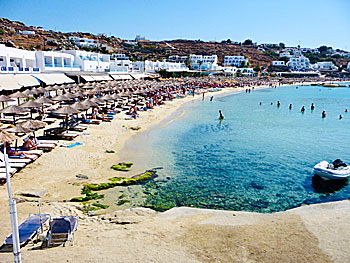 Platis Gialos beach på Mykonos.  