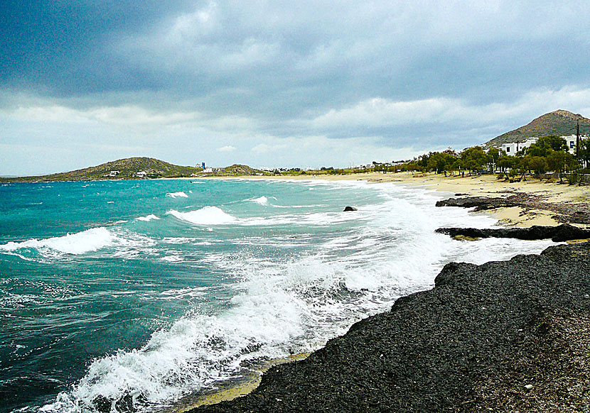 Stranden i Agios Prokopios på vintern.