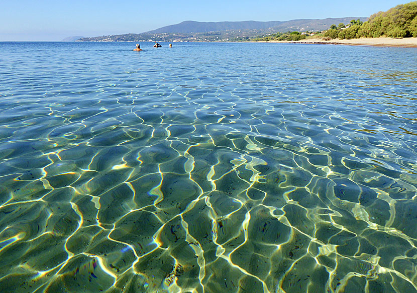 Det ljuvliga vattnet vid Zaga beach i Koroni.