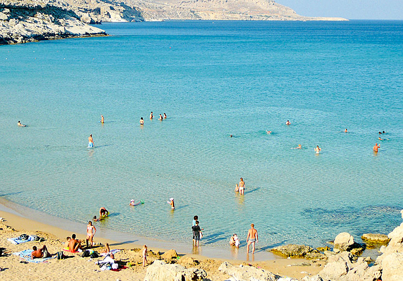 Agathi beach på Rhodos är en mycket barnvänlig strand. 