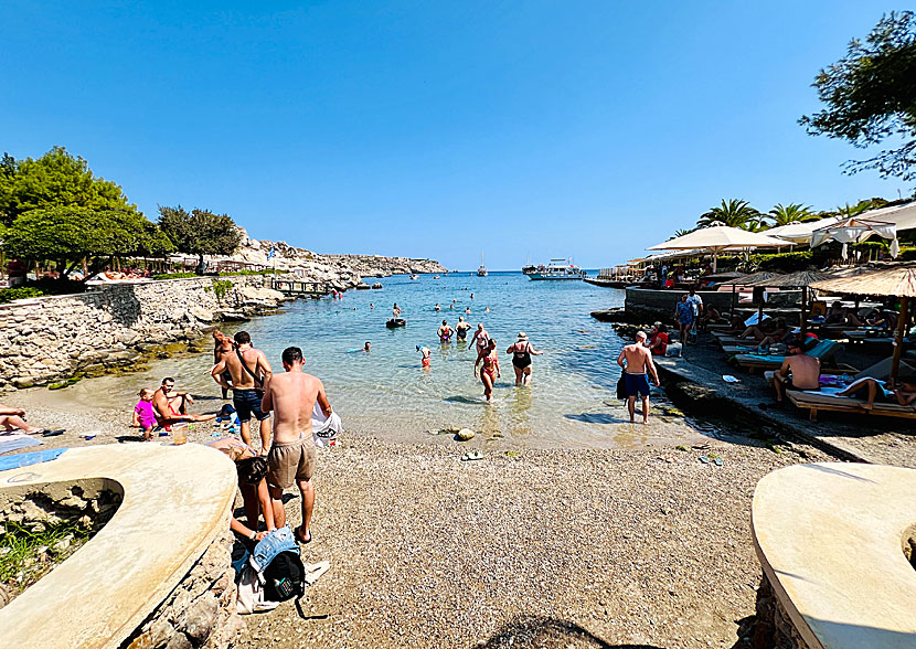 Kallithea Springs beach på Rhodos i Grekland.