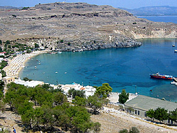 Lindos beach på Rhodos.