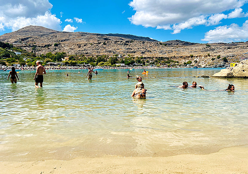 Lindos Main beach sett från Pallas beach.