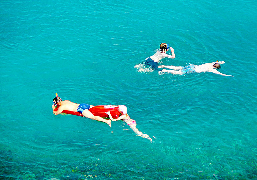 Snorkla i Lindos, Agios Pavlos och Saint Paul på Rhodos i Grekland.