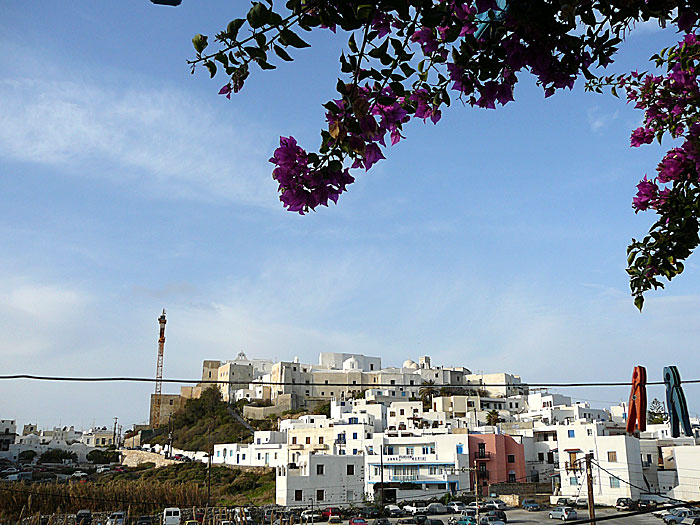 Utsikt från rum nummer 2 på Pension Sofi i Naxos stad på Naxos.