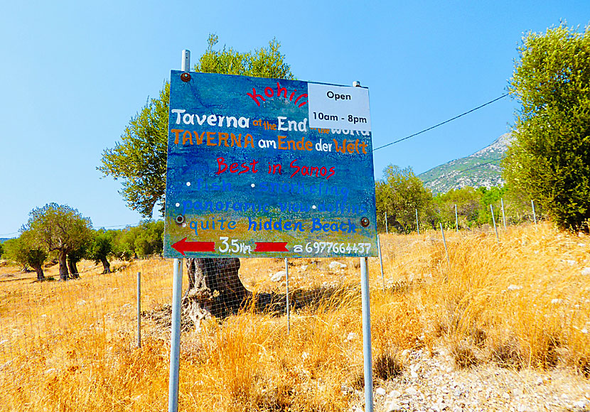 Vägen till Taverna at the end of the world börjar i Limnionas på Samos. 