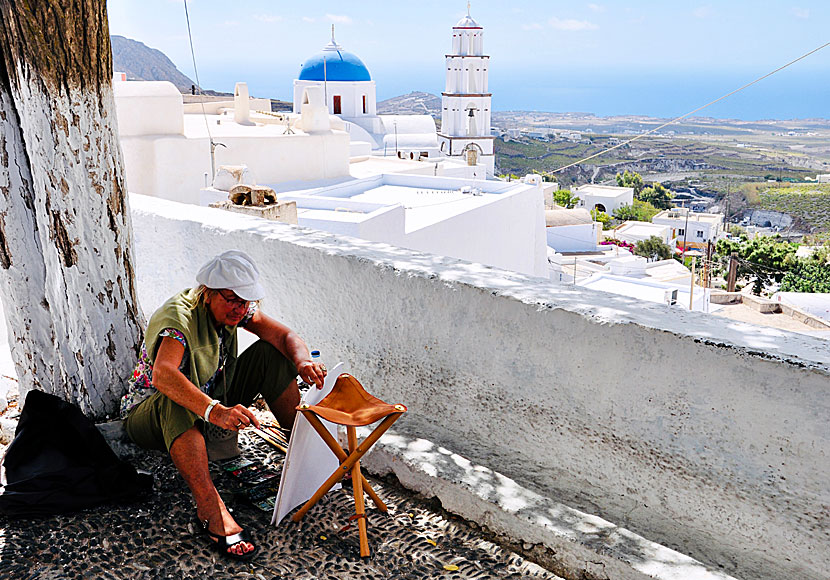 På Santorini kan du gå kurser i akvarellmålning.