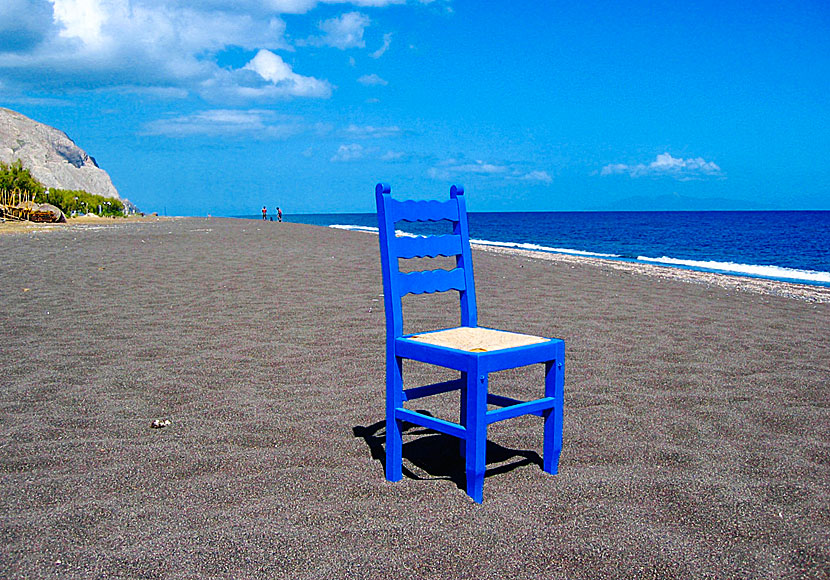 Perissa beach på Santorini under lågsäsong.