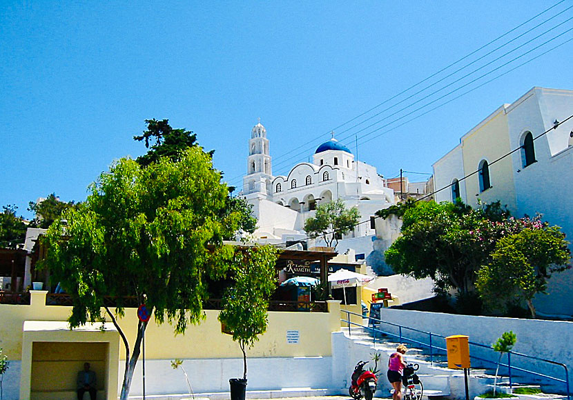 Byn Pyrgos på Santorini i Grekland.