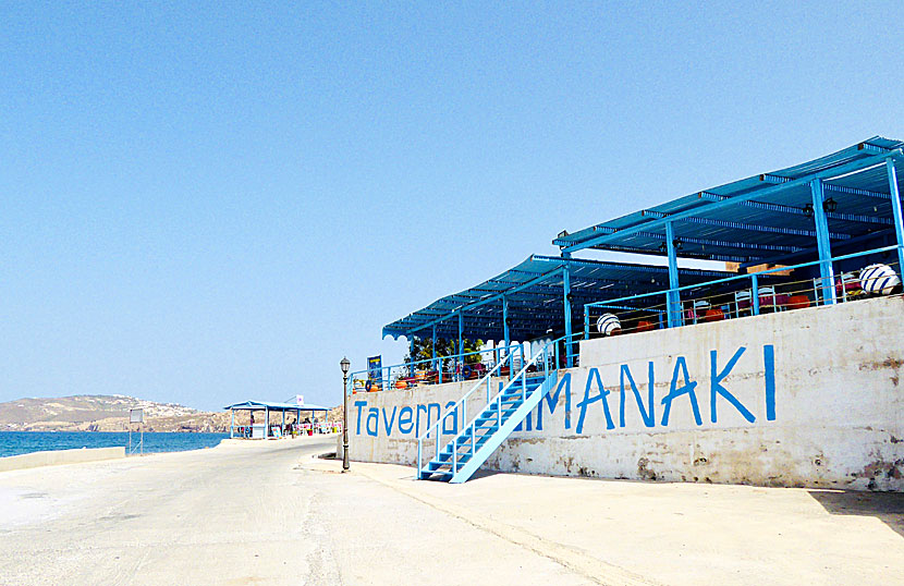 Taverna Limanaki i Vlychada har mycket god mat och fantastisk utsikt över havet.