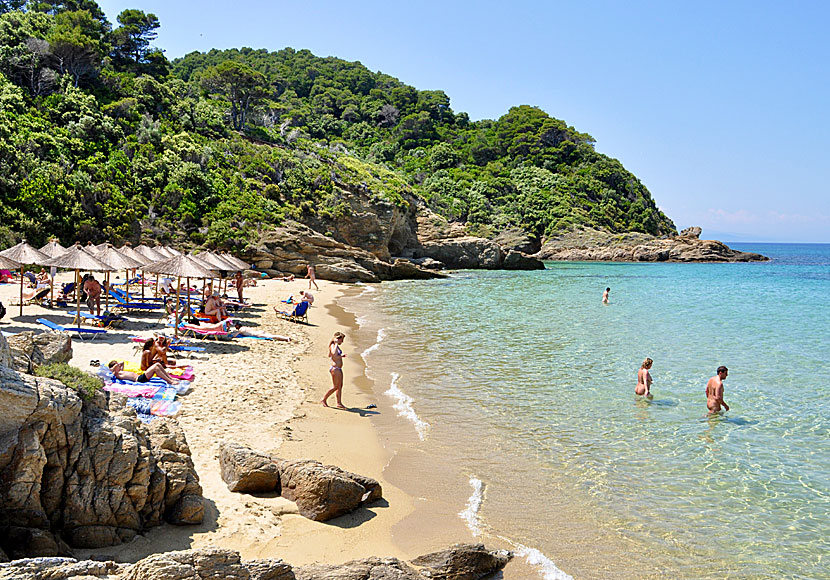 Nudiststranden Banana på Skiathos i Sporaderna.