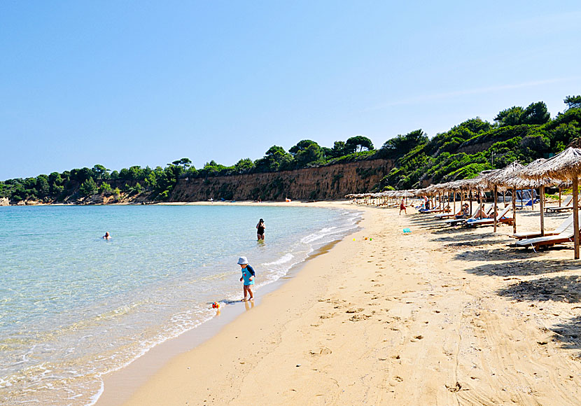 Mandraki, Ghournes och Agistro beach på Skiathos. 