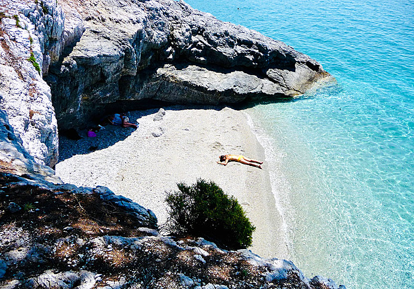 Nudiststränder på Skopelos i Sporaderna. 