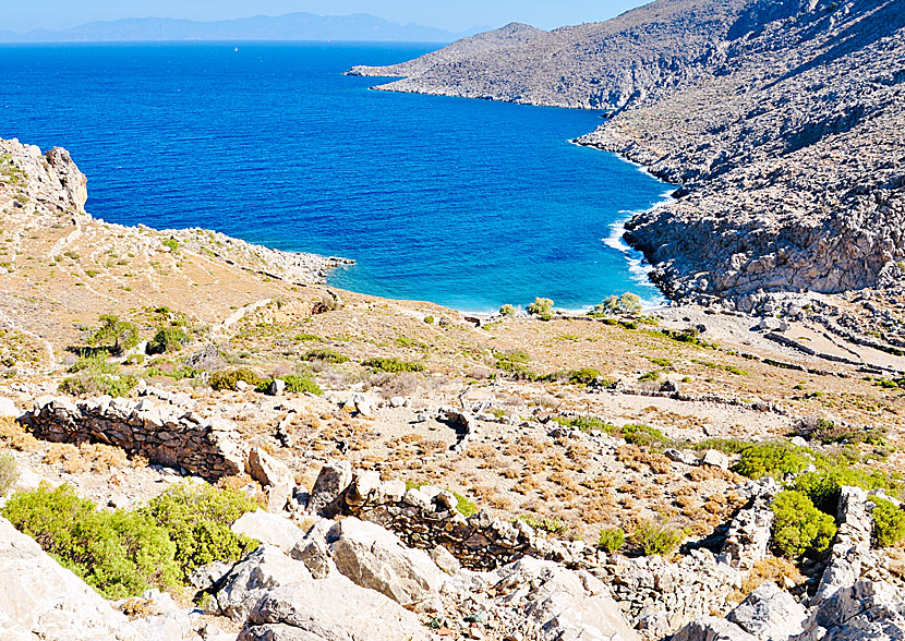 Despoti Nero beach nedanför byn Gera på Tilos.