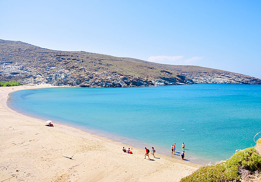 Megalo Kolymbithra beach på Tinos i Kykladerna.