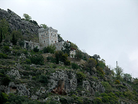 Typiska hus i Mani. Peloponnesos.