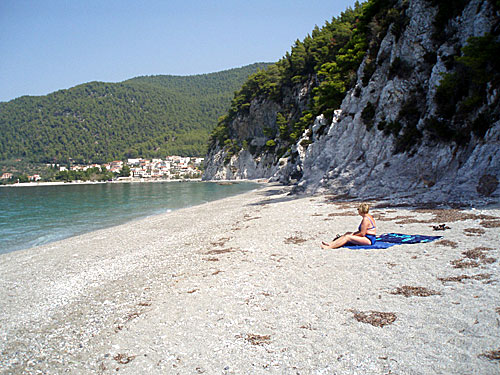 Helt själva på den härliga Hovolostranden. Skopelos.