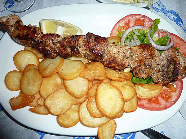 Caravelle. Paleochora. Kreta.  Souvlaki.